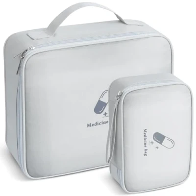 Afbeelding van AiQInu Lege EHBO kit, 2 delig, waterdicht, draagbare medische tas, medicijntas, noodtas met grote capaciteit, medicijnopbergtas voor thuis, kantoor, reizen