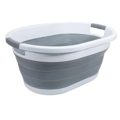Afbeelding van Intirilife Opvouwbare wasmand van kunststof en silicone 61.5 x 44 27 cm ruimtebesparend met handvatten 36L