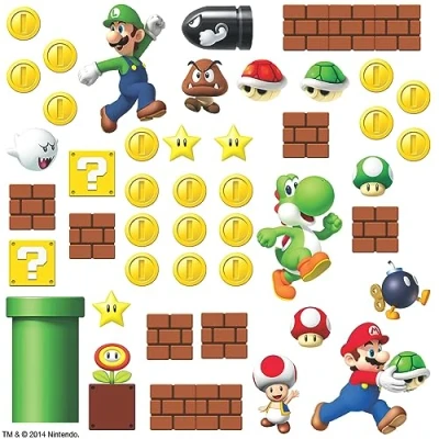 Image de RoomMates stickers muraux super mario bros junior vinyl 45 pièces