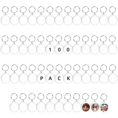 Afbeelding van Kurtzy Blank Ronde Foto Inleg Sleutelhangers (100 Pak) Elke Sleutelhanger is 4cm in Diameter Doorzichtig Heldere Cirkel Acryl Sleutel Ringen Voor Dubbelzijdige Foto’s Familie &amp; Geschenken