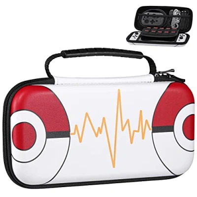 Afbeelding van MoKo Draagtas compatibel met Nintendo Switch OLED model 2021/Switch, EVA opbergtas 10 speelkaartvakken, draagbare beschermhoes voor accessoires, Pokébal