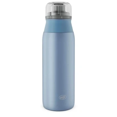 Afbeelding van alfi ELEMET BOTTLE Gourde 600 ml, bleu pastel mat, légère, en acier inoxydable, entièrement étanche, avec bouchon à vis, pour boissons gazeuses, petite, passe au lave vaisselle, sans BPA