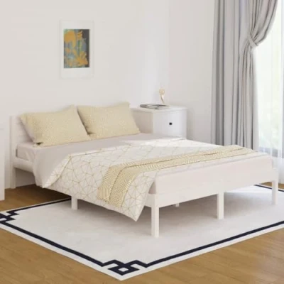 Afbeelding van vidaXL Bedframe, massief grenenhout, 140 x 200 cm, wit