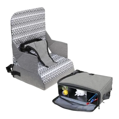 Afbeelding van Dream Baby Stoelverhoger voor Eetkamerstoel Booster Seat Zitkussen Volledig Draagbaar Met Veiligheidsriemen Grijs