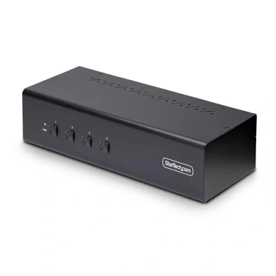 Image de StarTech.com Switch KVM 4 Ports DisplayPort pour 2 Moniteurs, 4K 60Hz Commutateur écran clavier souris/audio x / audio USB 1 utilisateur local de bureau Conformité TAA