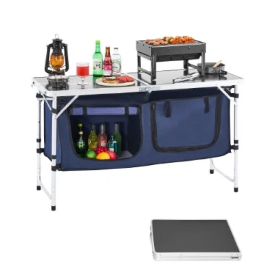 Image de VEVOR Table de cuisine camping pliable portable à 3 hauteurs réglables en alu