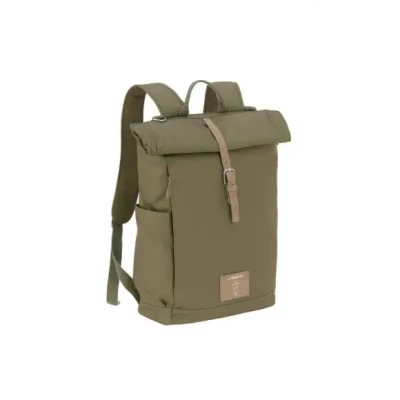 Afbeelding van LÄSSIG Luiertas Rolltop Backpack rugzak incl verschoningsmatje olive