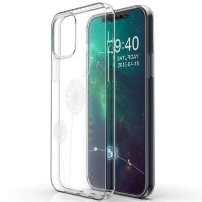 Afbeelding van iMoshion hoesje Geschikt voor iPhone 12 Mini Siliconen Design Wit / Transparant Dandelion