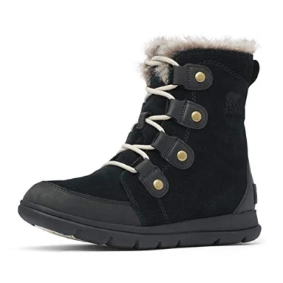 Afbeelding van Sorel Explorer Joan Waterdichte winterlaarzen voor dames, Zwart X Dark Stone