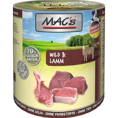 Afbeelding van MAC&#039;s Hondenvoer Natvoer Blik 70% Wild &amp; Lam 6 x 800g