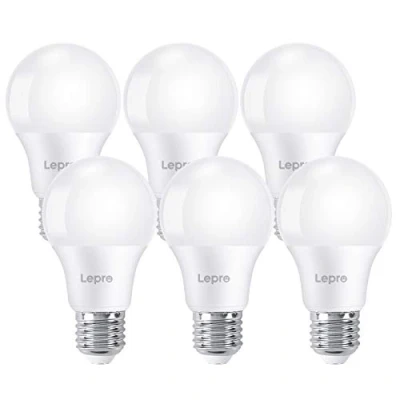 Afbeelding van Lepro E27 LED gloeilamp, 8,5 W lamp, 6500 K koud wit A60 220 240 V AC, 200 stralingshoek spaarlamp, 6 stuks