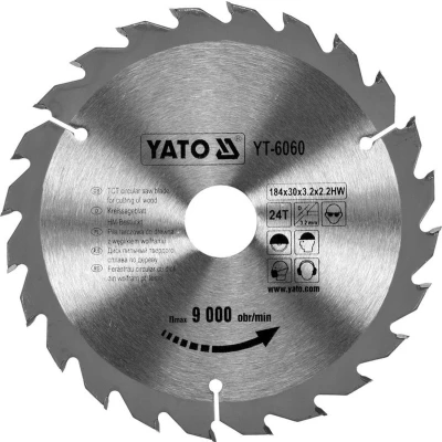 Afbeelding van YATO Cirkelzaagblad Ø184 mm 24 T binnendiameter 30