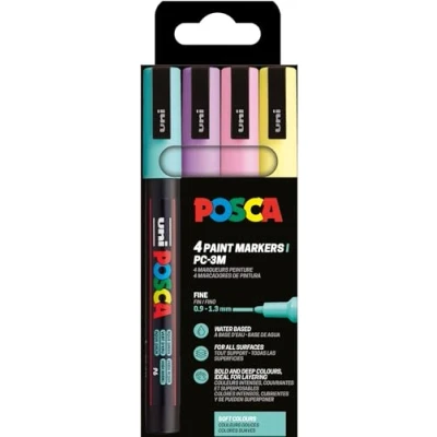 Afbeelding van Uni Posca Markers PC3M Set Zachte Kleuren 4 st