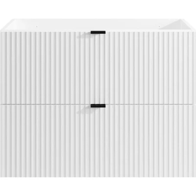 Afbeelding van Hangend, geribbeld wastafelmeubel Wit L80 cm ZEVINI L 80 x H 60 D 47