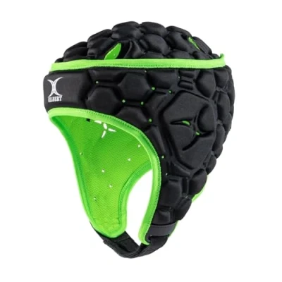 Afbeelding van Gilbert Rugby Headguard XP 250, zwart/groen, maat medium,57 58 cm hoofdomtrek.