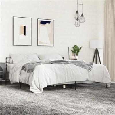 Afbeelding van vidaXL Bedframe bewerkt hout metaal grijs sonoma eiken 180x200 cm