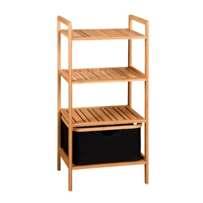 Afbeelding van Rek met uittrekbare mand, Kesper, 93.5x44x34cm, FSC Bamboe