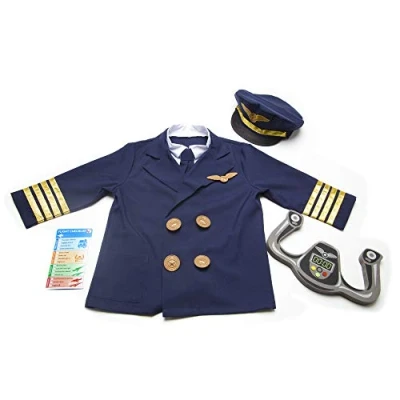 Afbeelding van Melissa &amp; Doug Pilotenkostuum, kostuum voor meisjes en jongens met accessoires, rollenspel, creatief speelgoed, cadeau kinderen 3+, perfect Halloween of carnaval