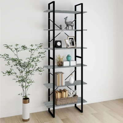 Afbeelding van Hoge kast 80x30x210 cm bewerkt hout grijs sonoma eikenkleurig