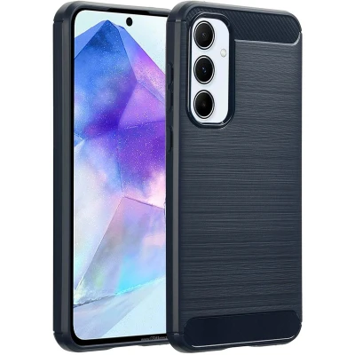 Afbeelding van imoshion Hoesje Geschikt voor Samsung Galaxy A55 Siliconen Brushed Backcover Donkerblauw