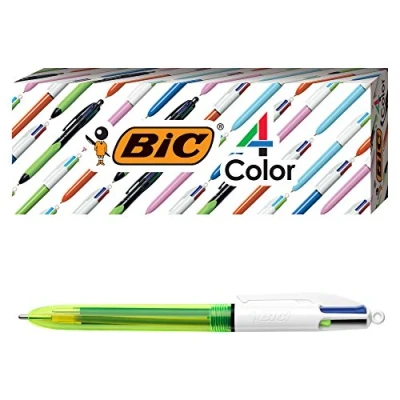 Afbeelding van BIC Set van 3 neonbalpen, 4 kleuren, middel/vettige punt (1,0/1,6 mm), verschillende inkt