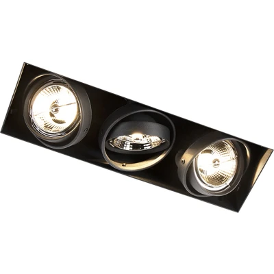 Afbeelding van QAZQA Inbouwspot zwart GU10 AR70 trimless 3 lichts Oneon