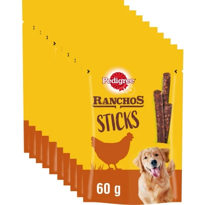 Afbeelding van 10x Pedigree Ranchos Sticks Kip 60 gr