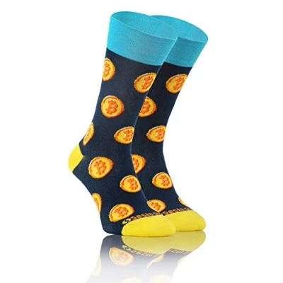 Afbeelding van Sesto Senso Kleurrijke Hoge Sokken Grappige Katoen Dames Heren Funny Socks, BitCoin, 39 42 EU