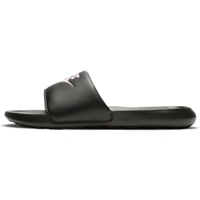Afbeelding van Nike Sportswear Victori ONE Slide Muiltjes, Dames, Maat: 36.5, Black/light arctic pink Hoogwaardig imitatieleer