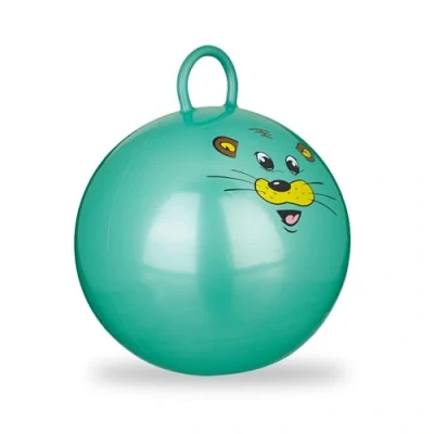 Afbeelding van Relaxdays skippybal kinderen springbal klein 45 cm handvat binnen &amp; buiten dier groen