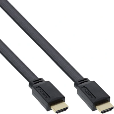 Afbeelding van Platte HDMI kabel HDMI2.0 (4K 60Hz + HDR) CCS aders / zwart 5 meter
