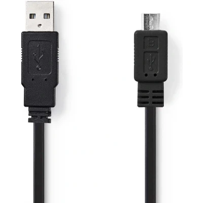 Afbeelding van USB A naar Micro kabel 1 meter 2.0 (100% koper, Plat, Zwart)
