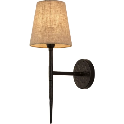 Afbeelding van Searchlight Gothic Wandlamp 15 X 43 Cm Zwart En Natuurlijk Linnen