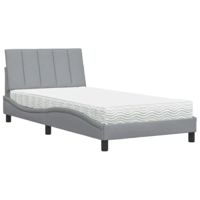 Afbeelding van vidaXL Bed met matras stof lichtgrijs 100x200 cm
