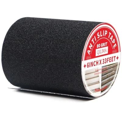Afbeelding van QILIMA 150 mm x 10 m, zwart, antislip, voor skateboardtrappen, sterke trekband, veiligheidsniveau, binnen en buiten