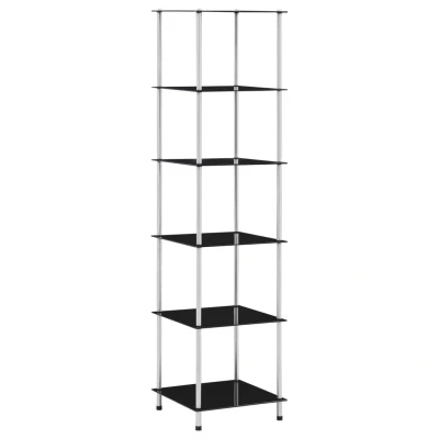 Afbeelding van Kastje 6 laags 40x40x160 cm gehard glas zwart