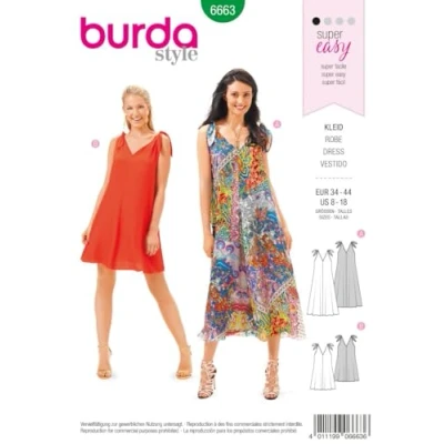 Afbeelding van Burda B6663 naaipatroon jurk wit papier 19 x 13 1 cm