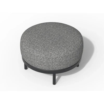Afbeelding van Tierra Outdoor Loungehocker Fresca Organic Ronde Pouf voor buiten Aluminium en Olefin Charcoal Stone Grey H.41cm Ø70cm