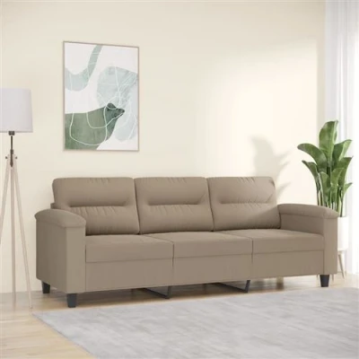 Afbeelding van Driezitsbank 180 cm microvezelstof taupe