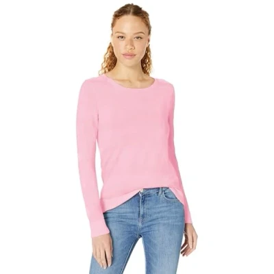 Image de Amazon Essentials Chandail léger à manches longues et encolure ras du cou pour femme (disponible en grande taille), rose clair, taille S