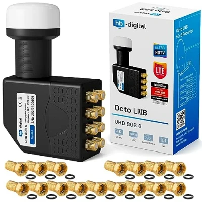Afbeelding van LNB LNC Full HD TV 3D + gouden contacten beschermingsset (uitbreidbaar) in HB DIGITAL. Set met gratis F stekker