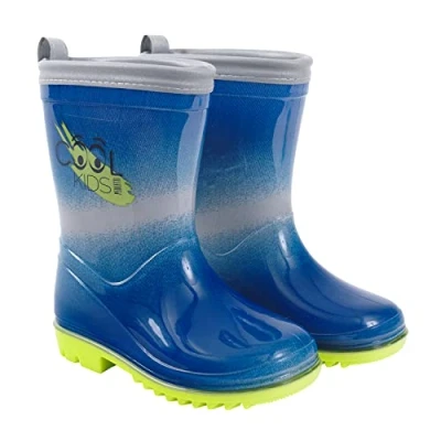 Afbeelding van PERLETTI Regenlaarzen voor kinderen, enkellaarzen kleine jongens, reflecterende details, waterdichte zomen antislipzool, Blauw en groen
