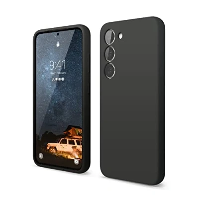 Afbeelding van elago Vloeibare siliconen beschermhoes compatibel met Samsung Galaxy S23, hoogwaardige siliconen, volledige bescherming, 4 laags schokbestendige hoes (zwart)