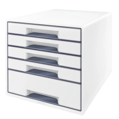 Image de leitz bloc de classement wow cube, 5 tiroirs, blanc/gris noir
