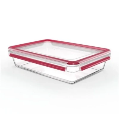 Afbeelding van Emsa N1041200 Clip&amp;close Glazen Bewaardoos 3l Rood