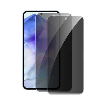 Afbeelding van Samsung Galaxy A55 screenprotector, 2 stuks, pantserglas, anti spion, krasbestendig, 9H hardheid
