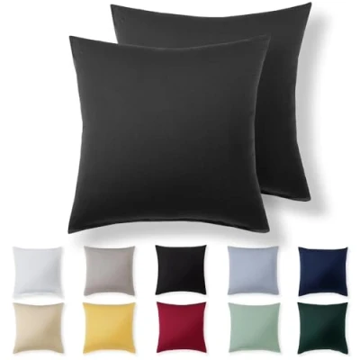 Afbeelding van Alreya Set van 2 kussenslopen 60 x cm, 100% jersey katoen, superzacht, met ritssluiting, antraciet