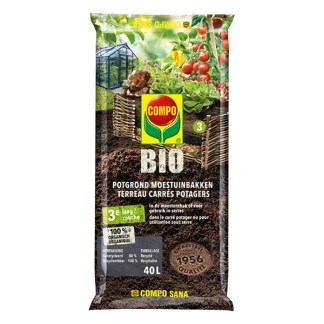 Afbeelding van COMPO Bio Potgrond Moestuinbakken 100% natuurlijk ook voor gebruik in serres een rijke oogst zak 40 L