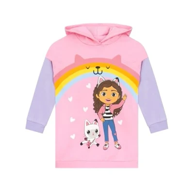 Afbeelding van DreamWorks Gabby Et La Maison Magique capuchontrui voor meisjes, kat, hoodie kinderen, lange trui, 3 en 10 jaar, Roze