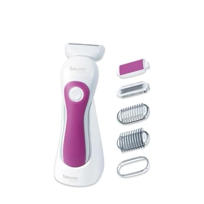 Afbeelding van Beurer HL 36 Ladyshave Elektrisch scheerapparaat vrouwen 4 Opzetstukken / 2x Trimmer Nat/droog Waterresistant LED licht Anti allergeen Incl. oplaadstation, borstel en opbergtas 3 Jaar garantie
